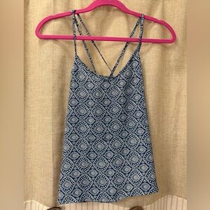 Hollister Navy and White Patterned Dress